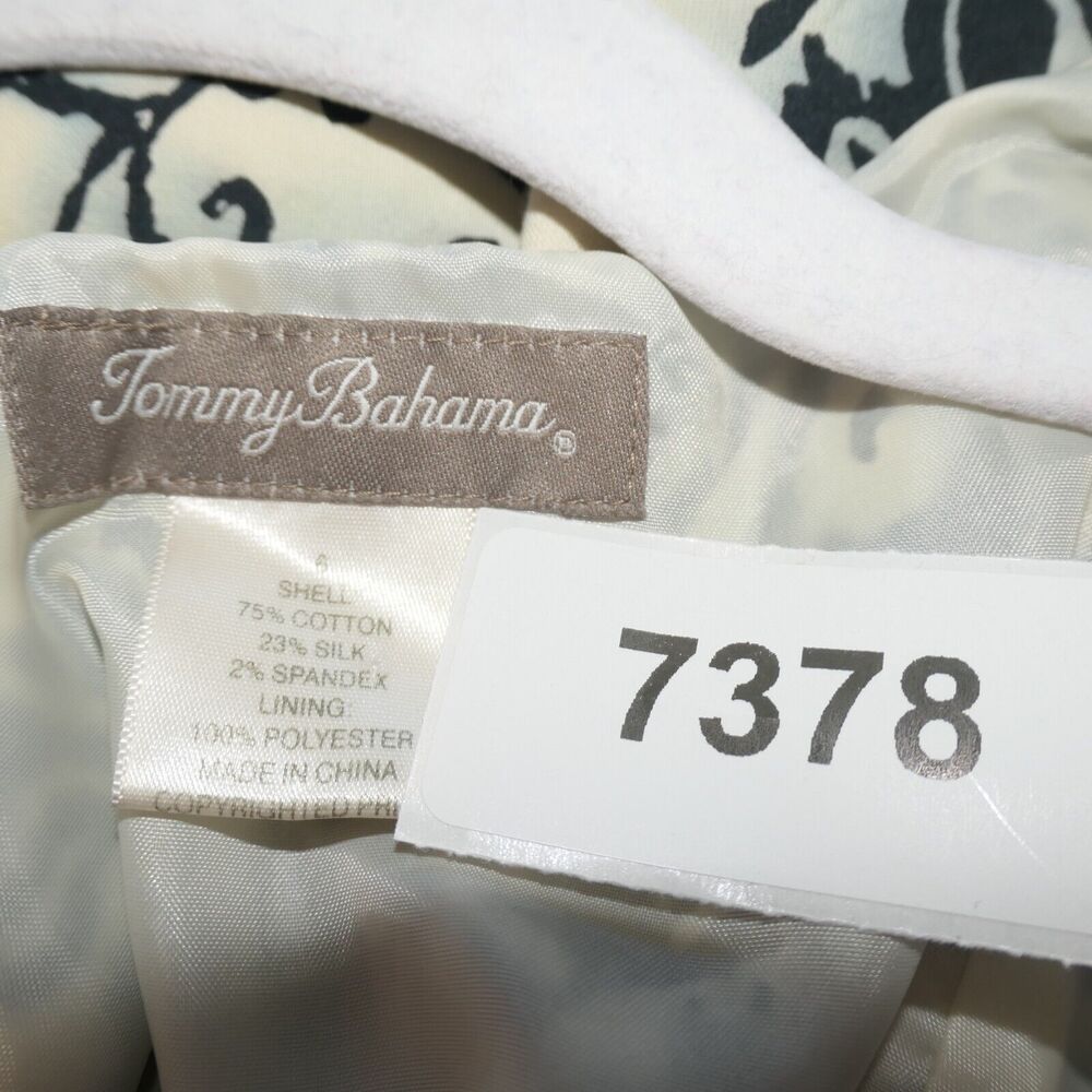 Tommy Bahama Pencil Dress Womens 6 Blue Cream Batik Cotton Silk Blend Lined Boho - Picture 10 of 11